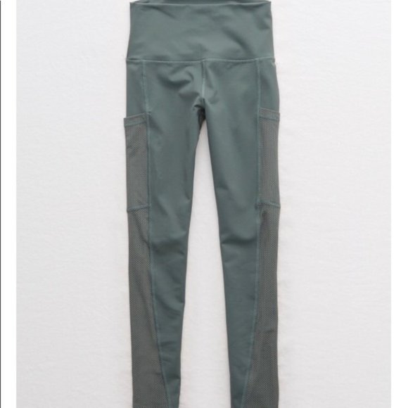 AERIE MOVE HIGH WAISTED POCKET 7/8 LEGGING Green - Picture 1 of 3